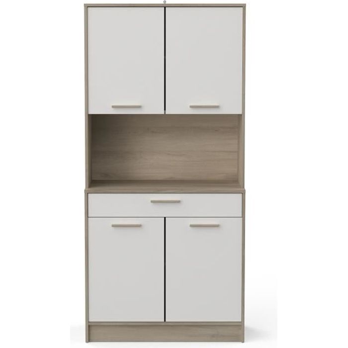 Buffet de cuisine coloris chêne kronberg Blanc - Longueur 83 3 x Hauteur 176 1 x Profondeur 40 cm
