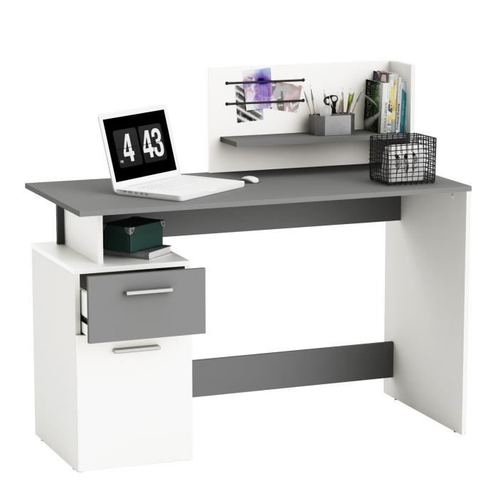 Bureau avec cinq tiroirs, couleur blanche, dimensions 109 x 75 x