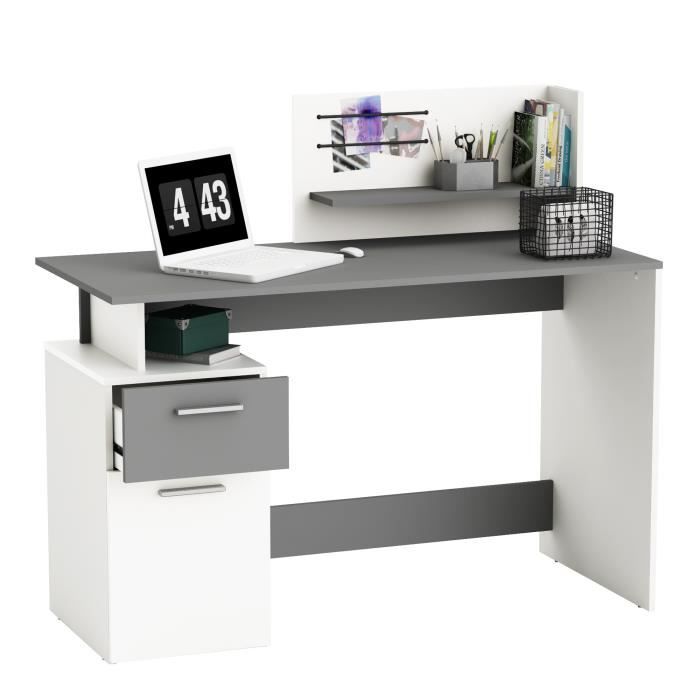 Platon Bureau 1 Porte 1 Tiroir Blanc Et Gris L 121 5 X H 109 7 X P 55 1 Cm Achat Vente Bureau Platon Bureau 1 Porte 1 Tiroir Soldes Sur Cdiscount Des Le 20 Janvier Cdiscount