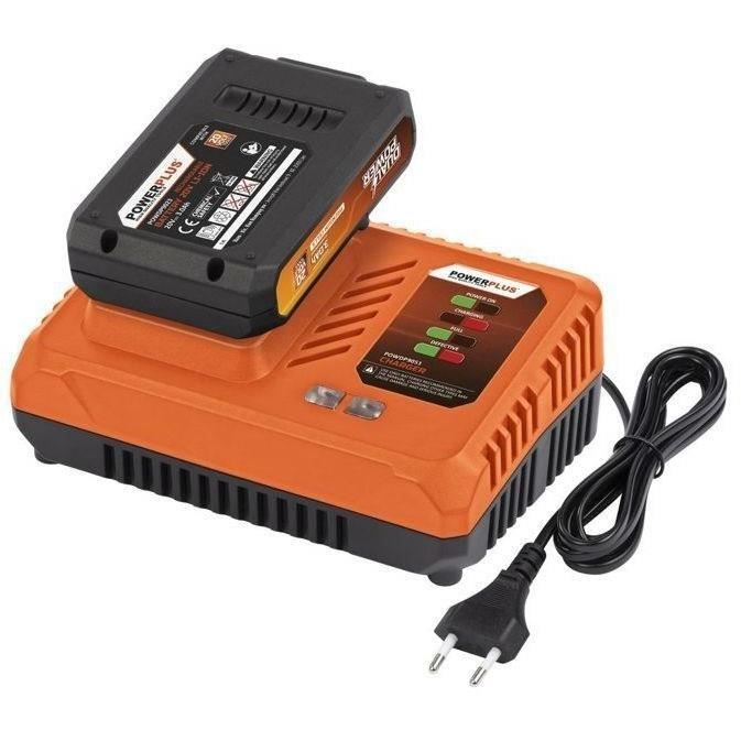 Pack batterie 3Ah + chargeur 20V Dual Power POWDP9063 - Chargeur rapide 4 Ah, Batterie 20 V 3 Ah