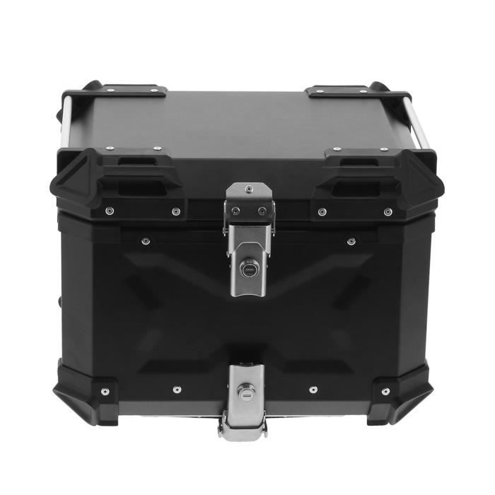 Qqmora Boîte de rangement pour moto Universal Black 45L Moto Adventure Aluminium Top Case Tail Box Bagage auto arriere
