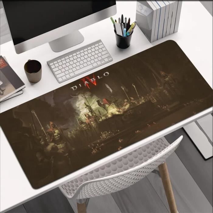 Tapis De Souris Gaming XXL 800x400 Mm Avec Motif Damier - Base Caoutchouc Antidérapante, Bords Cousus | Pour Bureau Et PC