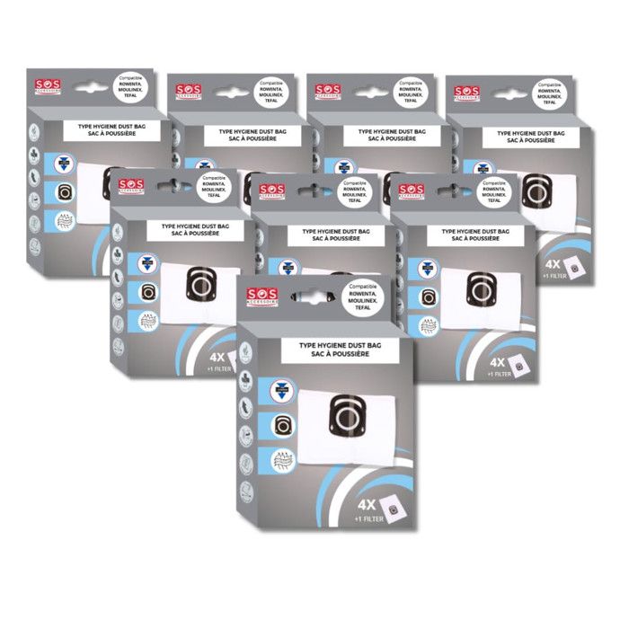 Accessoire Aspirateur MOULINEX ROWENTA TEFAL Lot de 2 boîtes de 4 sacs + 1 filtre HYGIENE+ Sac - vue 2