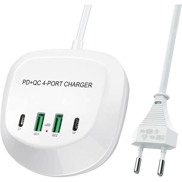 Station De Charge USB 100W 8 Ports Avec Charge Sans Fil - Affichage écran, Prise UE, Pour Smartphone, Tablette, Multi-appareils