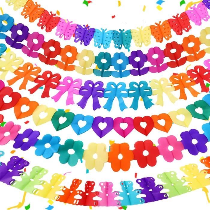 6 Guirlandes En Papier Coloré Réutilisables - Décoration Fête, Mariage, Anniversaire - Motif Trèfle Porte-bonheur