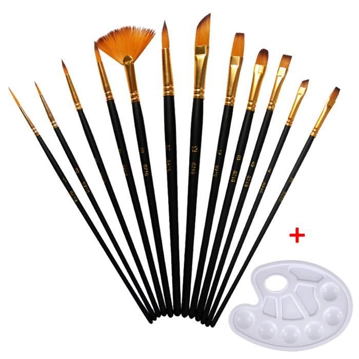 Pinceaux Aquarelle,12 Pinceaux Peinture En Bois avec Une Palette en  Plastique Set Pinceaux Peinture Acrylique Huile#4907 - Cdiscount Beaux-Arts  et Loisirs créatifs