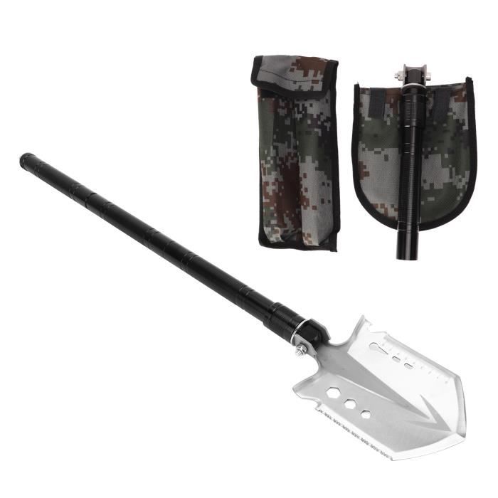 Pelle de Camping Pliante Pelle en Acier au Carbone Multifonction Pelle Portable avec Sac de Transport pour Camping en Plein Air, Randonnée, Chasse