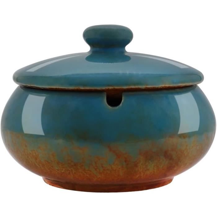 Cendrier à Cigarettes En Céramique Noir Pour L'extérieur Avec Couvercle - Rétro - Anti-odeur - Pour L'extérieur, Le Bureau, La Chambre à Coucher, Le Balcon, La Table Basse