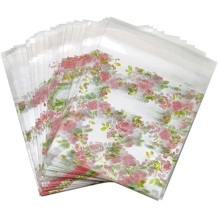 300 Sachets Plastiques Transparents Autocollants 13x20cm - OPP Alimentaire Pour Biscuits, Bonbons, Bijoux - 11