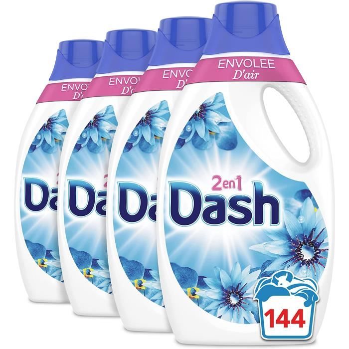 Dash 2en1 Lessive Liquide, 144 Lavages (1.8L x 4), Envolée D'air
