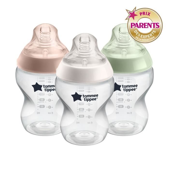 Tommee Tippee Tétines de Biberon Closer to Nature Imitant le Sein Maternel avec Valve Anti-Colique 0 Mois+ Débit Variable Lot de 2 