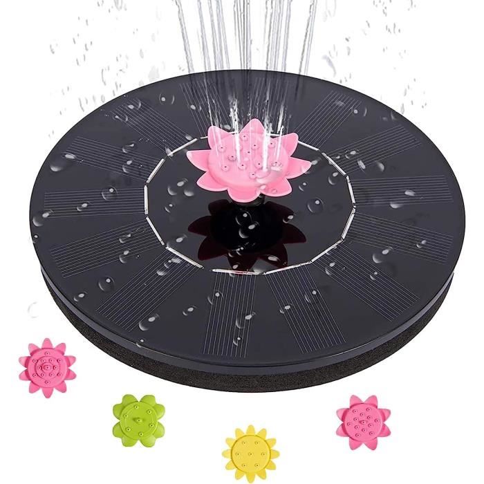 Irishom Pompe Fontaine Solaire 7W - Batterie 3000mAh, 350 L/h, 17 Buses, Détection Lumière & Niveau D'Eau