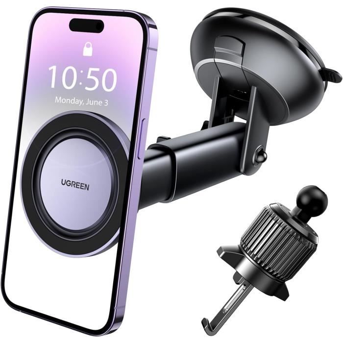 Support Voiture MagSafe iPhone avec Chargeur Sans Fil 15W Fixation Ventouse  Noir - Cdiscount Téléphonie