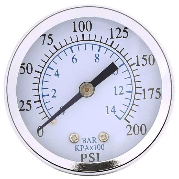 Manomètre Mini 0-160 PSI / 0-10 Bar - Filetage 1/8 NPT, Cadran 40mm, Pour Carburant, Air, Huile, Eau - 9