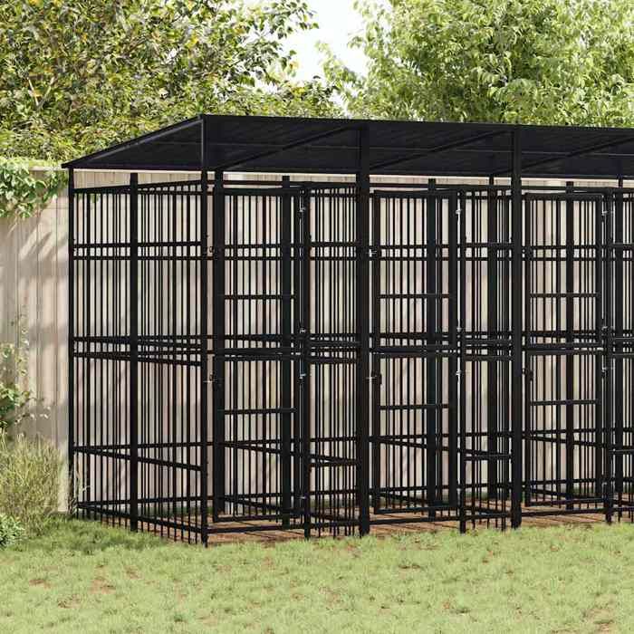 vidaXL Chenil d'extérieur avec toit 9.22 m²