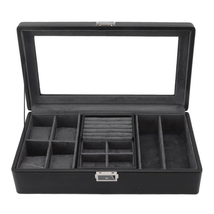 Vitrine/Boîte De Rangement XL Pour Montres - Noir - Fausse Suède - Format Extra Large 11 Pouces - Neuf