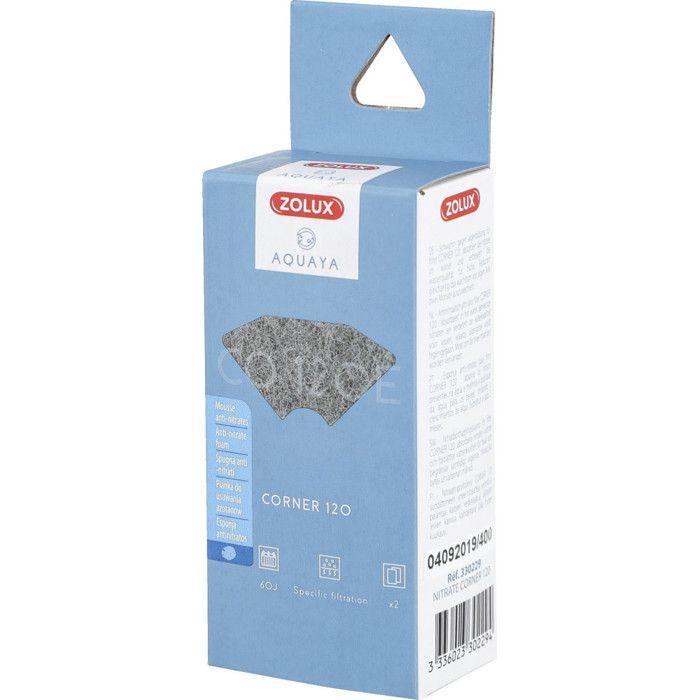 Filtre pour pompe corner 120 filtre CO 120 E mousse anti-nitrates x 2. pour aquarium. - zolux Filtre pour pompe corner 120 filtre CO 120 E mousse anti-nitrates x 2. pour aquarium. - zolux