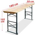 Table pliante en bois 170x50x75/105 cm hauteur réglable Table haute avec trou pour parasol Table de jardin pliable-1
