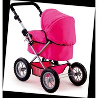 Kinderplay Poussette landau pour poupée, pliable, poignée réglable, sac