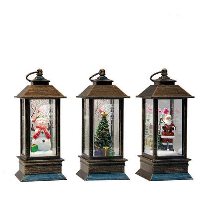 Village De Noël Lumineux Avec Personnage Un Lampadaire Et Un Sapin Sur