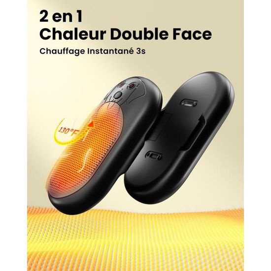 Chauffe Main 2 Packs OUTJUT - Chaufferette Main Reutilisable - 3 Modes de  Chauffage - 6000mAh - Noir - Cdiscount Electroménager