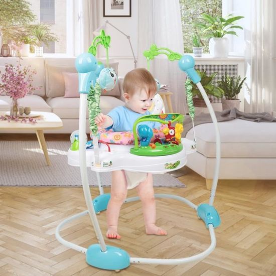 COSTWAY B b Jumperoo avec si ge rotatif 360 et 3 hauteurs