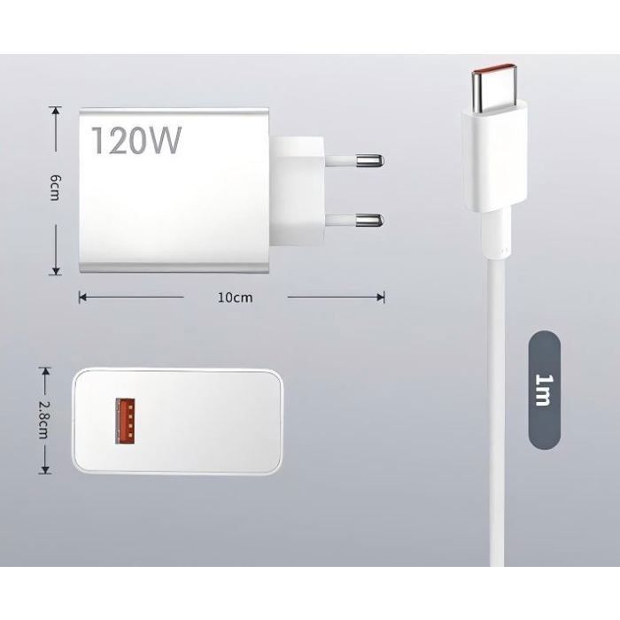 Chargeur Xiaomi 120W D'origine + Câble USB-C 1m - Neuf Sous Blister Blanc