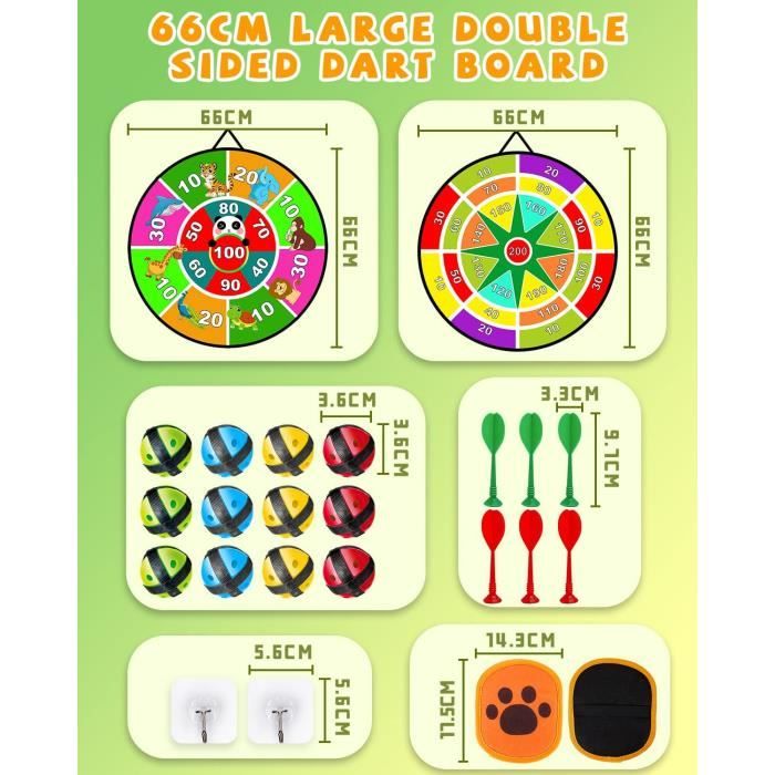 Jeu de Flechette pour Enfant Jeu de fléchettes Double Face avec 6 Jeu de Flechette pour Enfant Jeu de fléchettes Double Face avec 6
