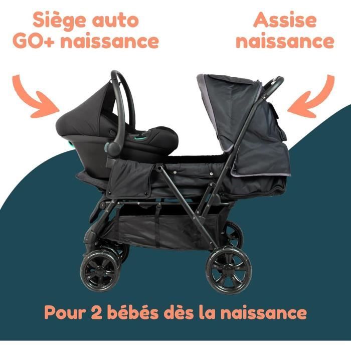 Poussette Double 2 En 1 Pour Jumeaux Des La Naissance Cosy Siege Auto Gr0 Inclus Pliable Avec Habillage Pluie Et Grand Pa J159 Cdiscount Puericulture Eveil bebe