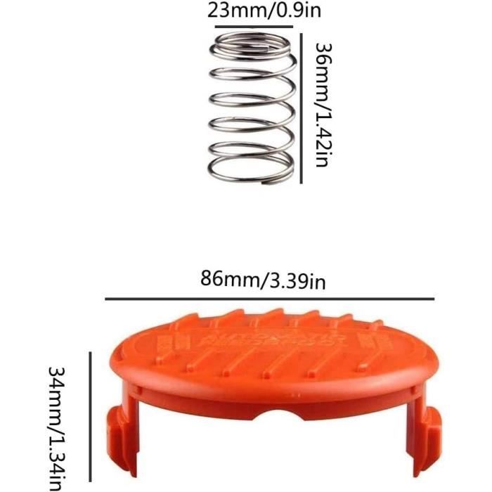 4 Couvercles De Bobine + 6 Ressorts Pour Tondeuse Black & Decker AFS (RC100P) - Pièces De Rechange Pour Coupe-bordures GH400, GH500, Etc. - 5