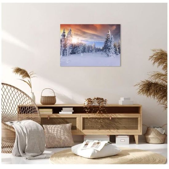 YLHKME Tableau Hiver Arbre Noir Et Blanc,Affiche Toile Tableau Decoration Murale Salon,pour Chambre Cuisine Bureau, Deco Maison, sans Cadre (Frameless,2X30X50CM
