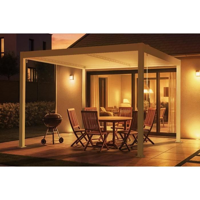Pergola Bioclimatique Autoportée Cazeboo 3x2m - Lames Orientables En Acier, Aluminium Gris - Abri Terrasse Résistant Au Vent Et Pluie - 13