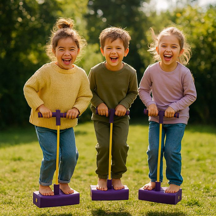 Relaxdays Pogo Jumper Für Kinder Bis 80 Kg – Buntes Hüpfspielzeug Mit Quietsche Für Draußen