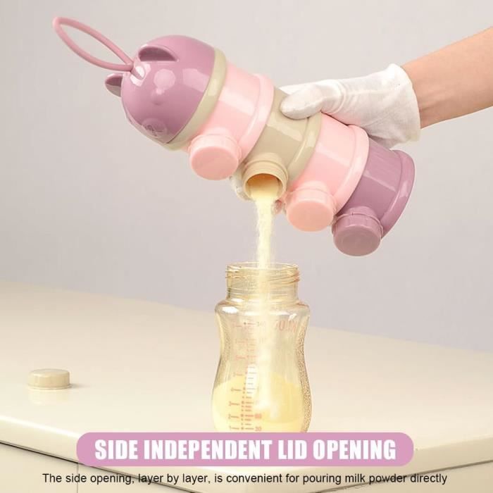 Boîte Doseuse De Lait Empilable 4 Compartiments – Distributeur Pratique Pour Lait En Poudre Bébé – Matériau PP Sans BPA