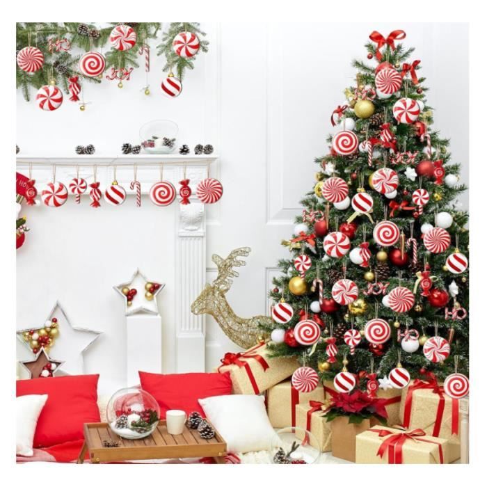 Lot De 24 Décorations De Noël En Bois à Suspendre - 8 Motifs, Boîte Incluse - Pour Sapin, Couronne, Décoration Murale