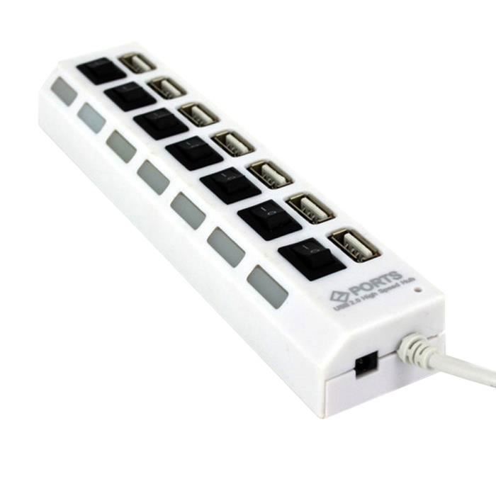 Répartiteur USB Multiport, Hub USB 3.0 à 7 Ports, Hub De Données USB A 7 Ports Hub De Donnees Usb A Avec Interrupteur Marche Arret Independant Et Indicateurs Led Pour Ordinateur 99101087