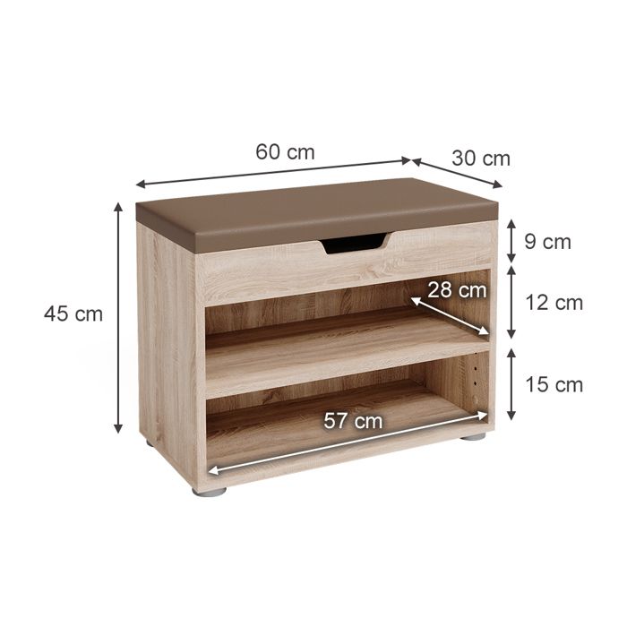 Vicco Shoe bench Iker, White, 80 x 45 cm