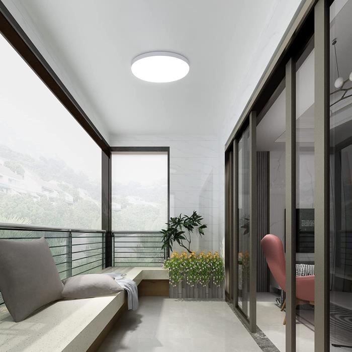 Plafonnier LED,Lampe Plafond à encastrer 24W Noir Blanc Froid 6500K  Luminaires modernes ultra-minces en