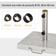 Pied/Base de parasol en granite gris - OUTSUNNY - Compatible Ø 34/38/48 mm - Poignée et roulettes-3