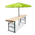 Table pliante en bois 170x50x75/105 cm hauteur réglable Table haute avec trou pour parasol Table de jardin pliable-3