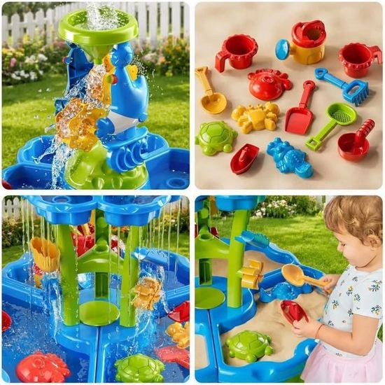 VATOS Table à eau d'extérieur à 2 niveaux pour enfants, 99 pièces, jeu de table à eau pour tout-petits, jouets de piscine avec pompe, activités de plein air d'été amusantes pour tout-petits VATOS Table à eau d'extérieur à 2 niveaux pour enfants, 99 pièces, jeu de table à eau pour tout-petits, jouets de piscine avec pompe, activités de plein air d'été amusantes pour tout-petits