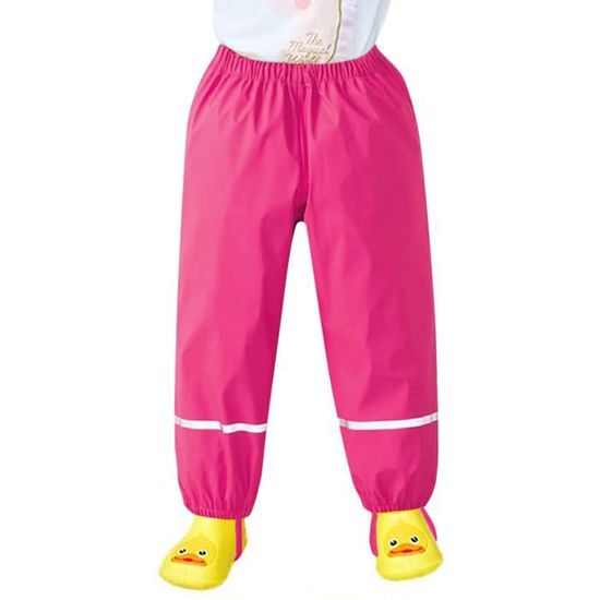 DAFENP Pantalon de Pluie Enfant Imperméable Coupe-Vent Salopette Pluie Sale Preuve Pantalon de Boue avec Doublure Textile pour Garcon Fille