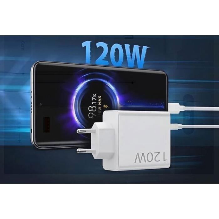 Chargeur Xiaomi 120W Fast Charge (Type-A)+ Cable Type-C
