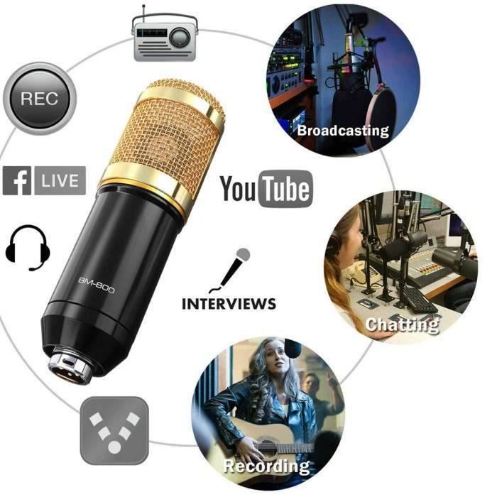 Microphone à Condensateur Kit, Micro Studio Streaming Professionnel avec  Suspension Bras pour PC,Gamer, avec Carte Son - Cdiscount TV Son  Photo