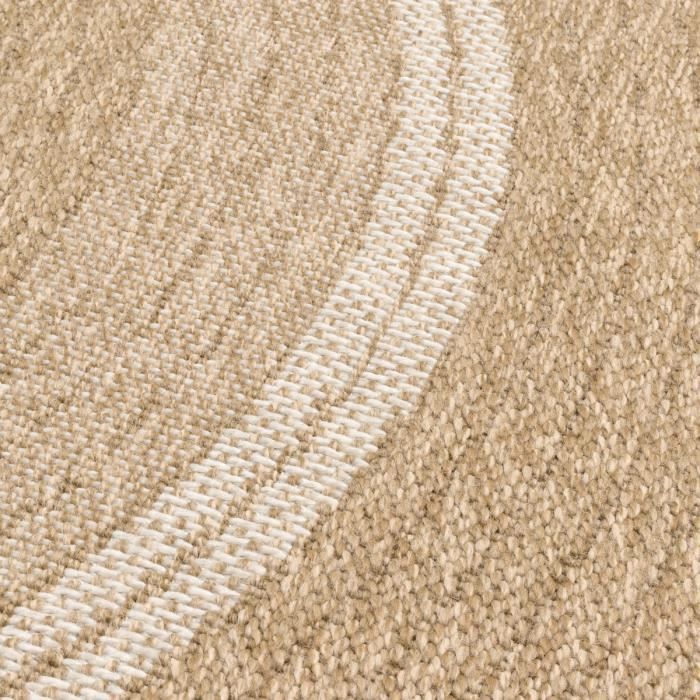 Tapis effet toile de jute à motif blanc – Nazar rugs