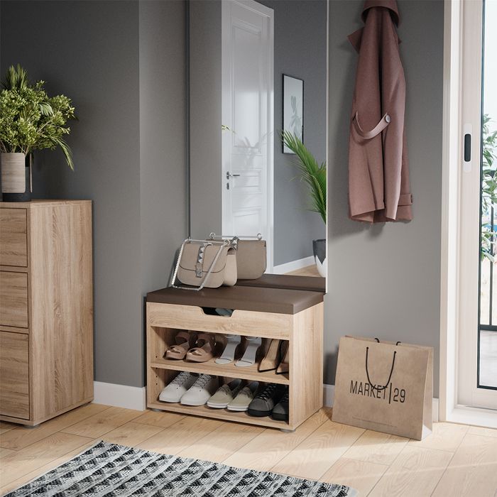 Schoenenbank Schufy Sonoma 60 x 51 cm met 2 compartimenten Vicco | Sonoma | Schoenbank | 406673151465606
