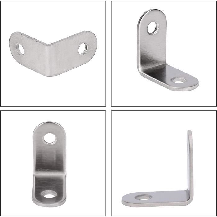 Lot De 18 équerres De Renfort En L – Petits Crochets Droits, Acier Inox, Argent