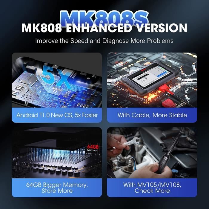 Autel MaxiCOM MK808S-TS Valise Diagnostic Auto Diagnostics Bluetooth de  Tous les Systèmes Programme du capteur et 28+ Service - Cdiscount Auto