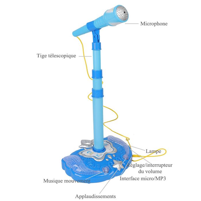 Micro Enfant sur Pied Karaoké Enfants - Avec Lumière Colorée pour