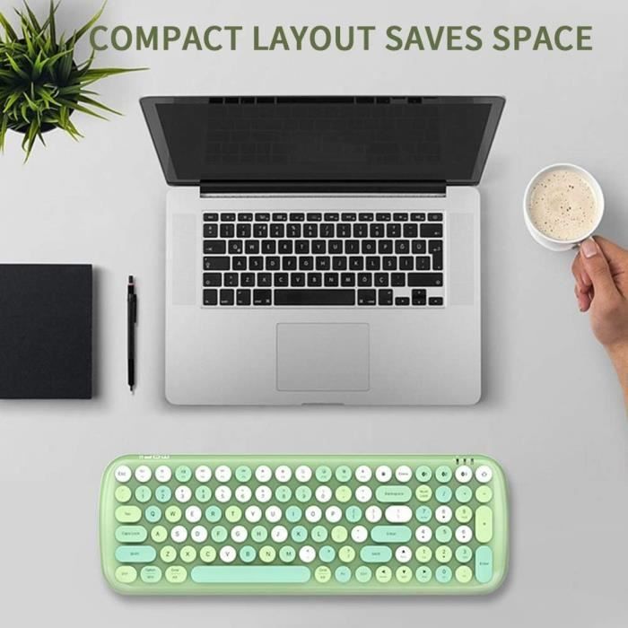 Combo Souris Et Clavier Sans Fil FAUOSWUK - Clavier Rétro 86 Touches, Souris 1200 DPI, Design Rose Ergonomique